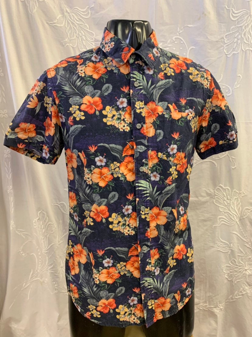 Image of Mens Floral Print Hawaiian Shirt Size S