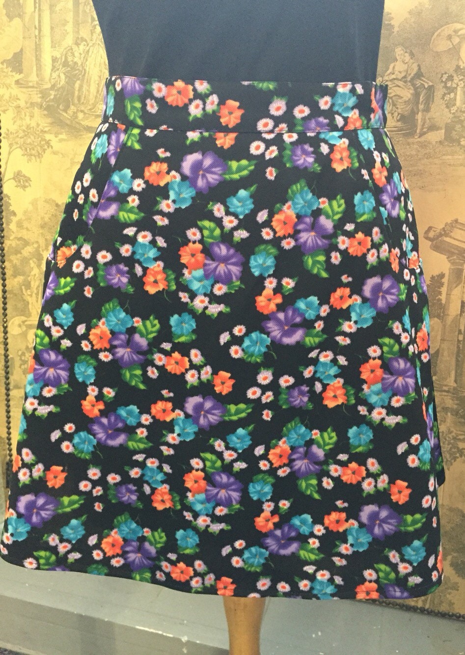 Image of Pretty 's Floral A Line Skirt With Pockets
