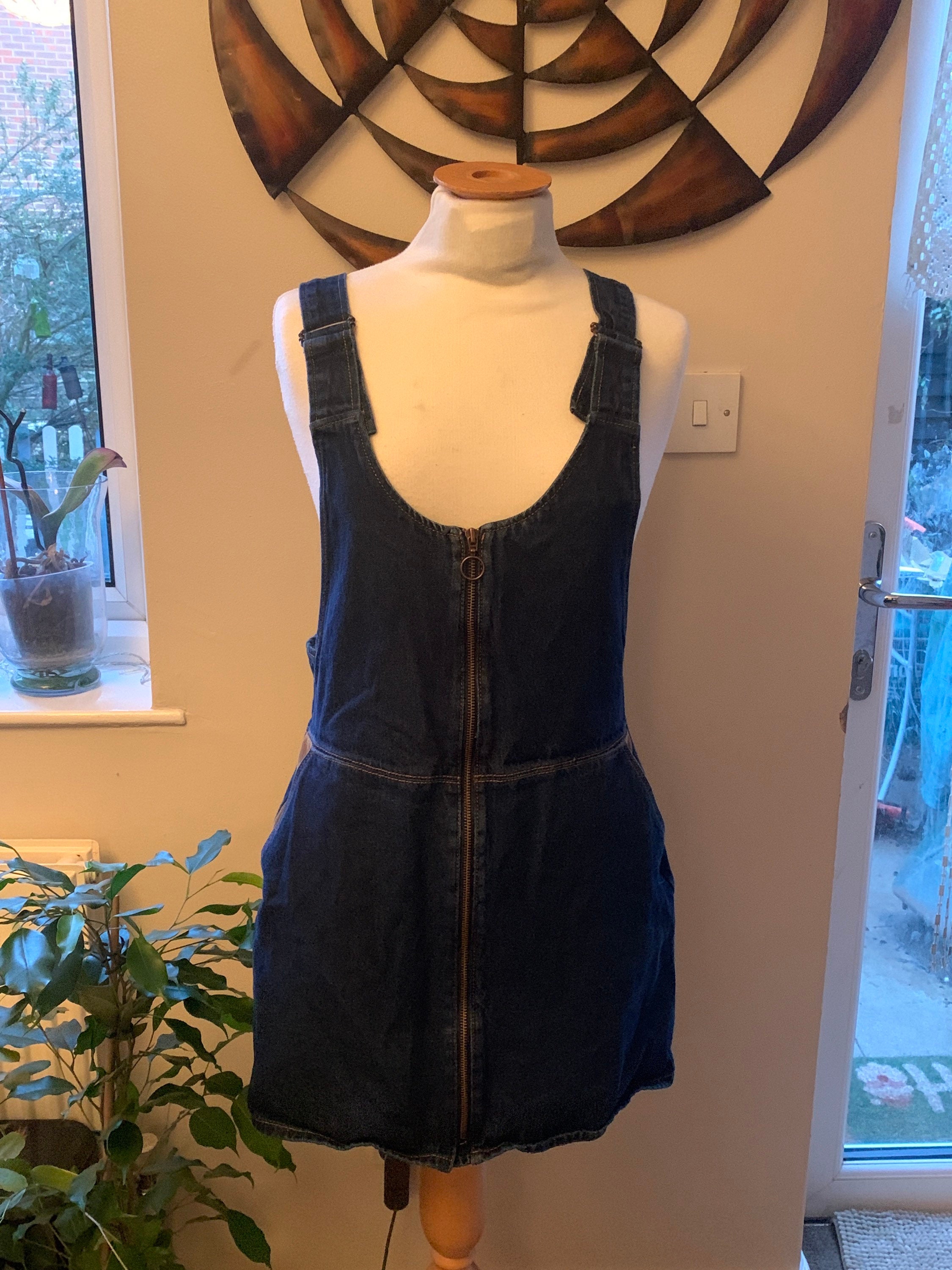 Vintage Zara Denim Dungaree Dress Size 