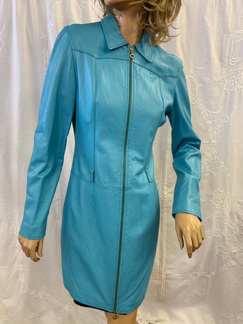 Image of Versace Vintage Leather Coat Size