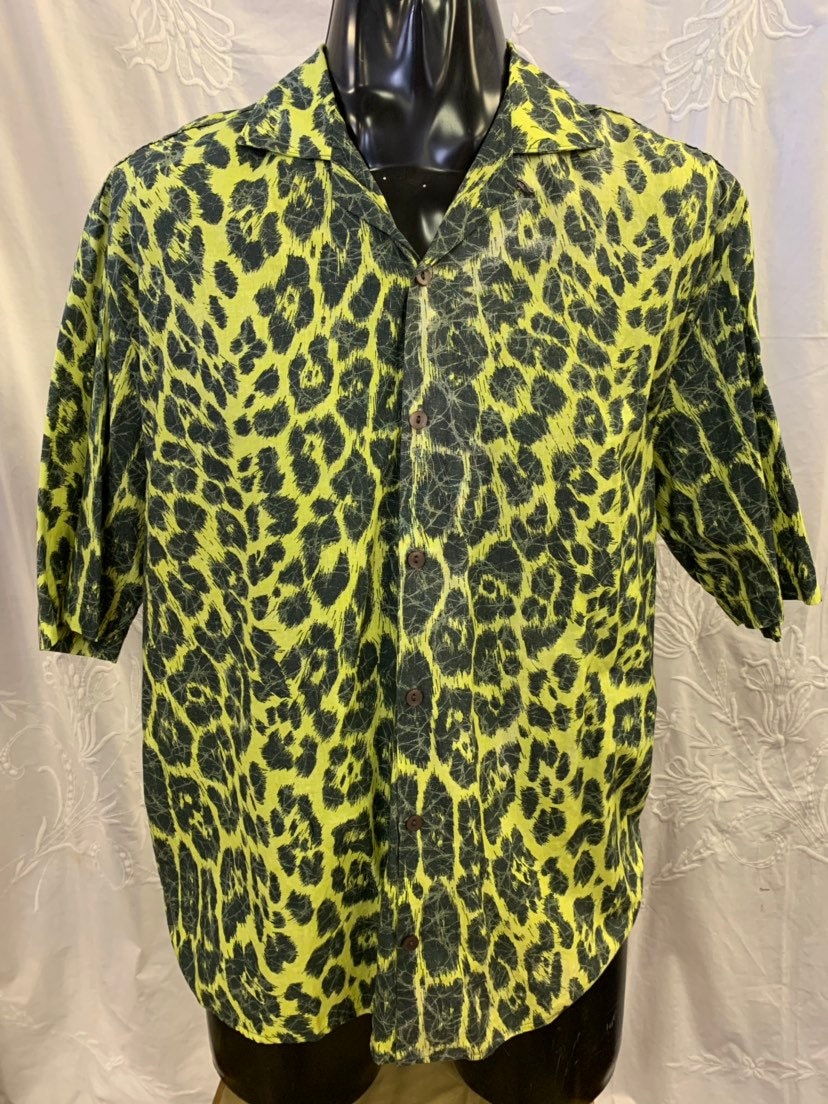 Mens vintage yellow and black leopard 
