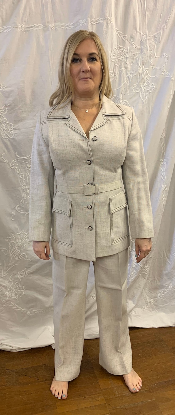 Vintage Alexon linen trouser suit, size 12