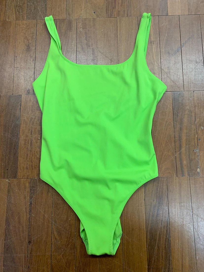 lime green swimming costume