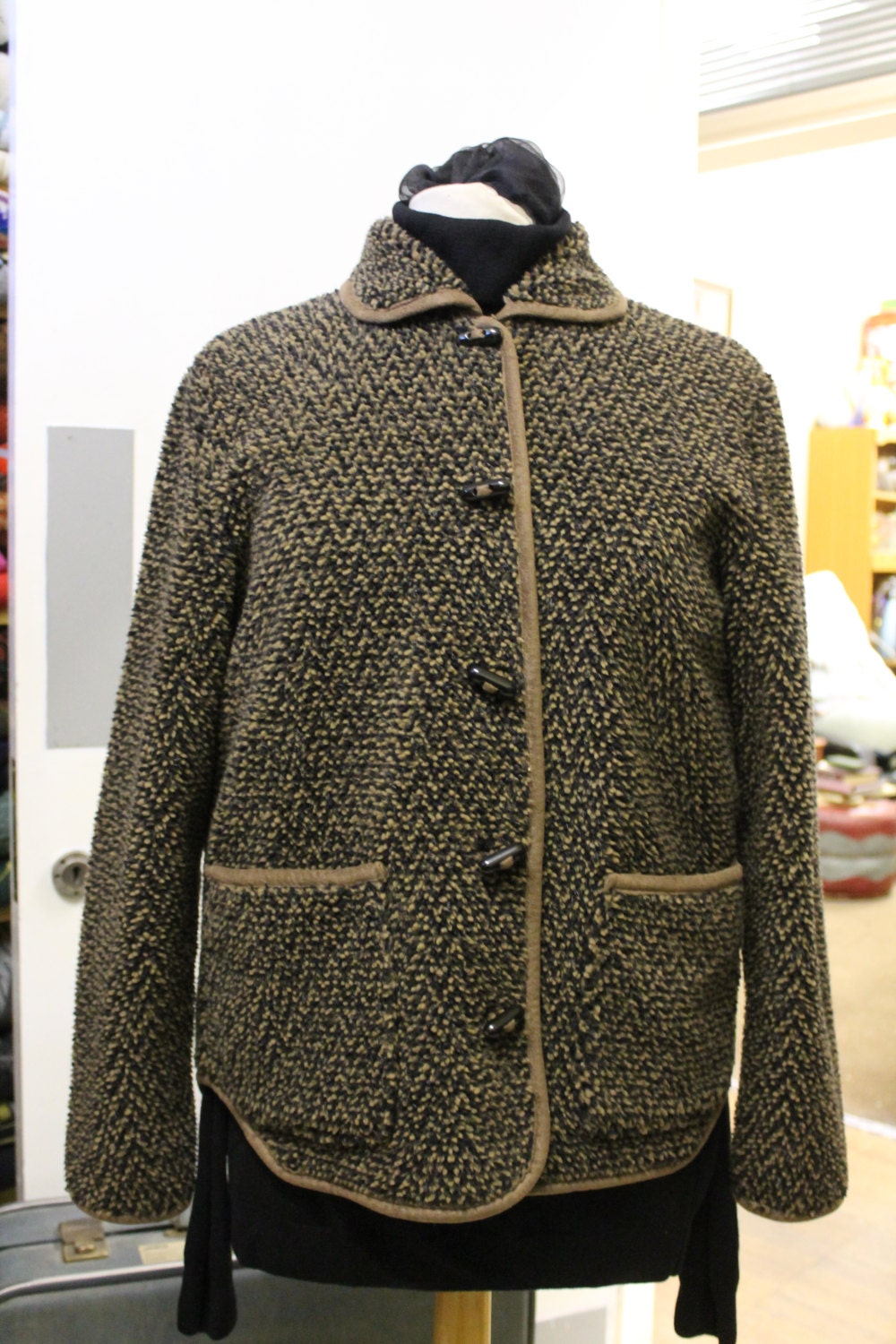 Image of Vintage Brown & Black Cozy Fleece Jacket