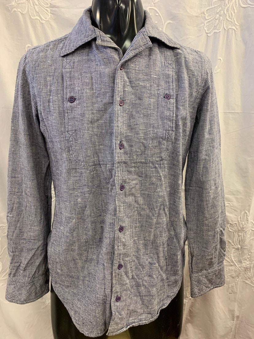 Image of Vintage Mens Dogtooth French Connection Shirt. Size M