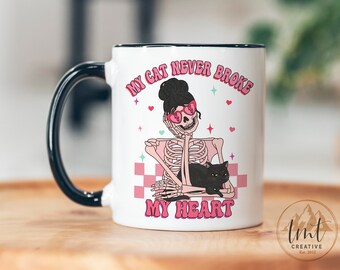 Mug anti-Valentin, Mug Saint-Valentin, Mon chat ne m'a jamais brisé le cœur