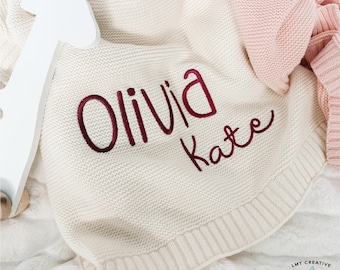 Custom Embroidered Baby Blanket – With Birthday, Monogrammed Newborn Baby Gift, Gift for Baby Shower, Newborn Baby Gift, Stroller Blanket