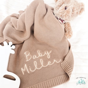 Personalized Baby Blanket, Baby Shower Gift, Baby gift, Baby Blanket, Embroidered Name Knit Blanket, Newborn Baby Gift, Unnamed Baby Gift