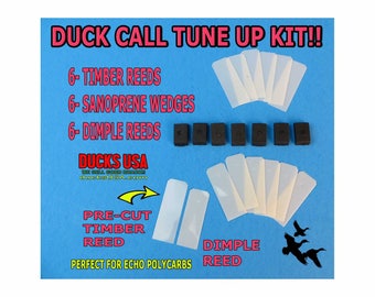 7 Dimple Reeds 7 Sanoprene Wedges Duck Call Reed Kit 7-PACK with 7 Long Reeds 