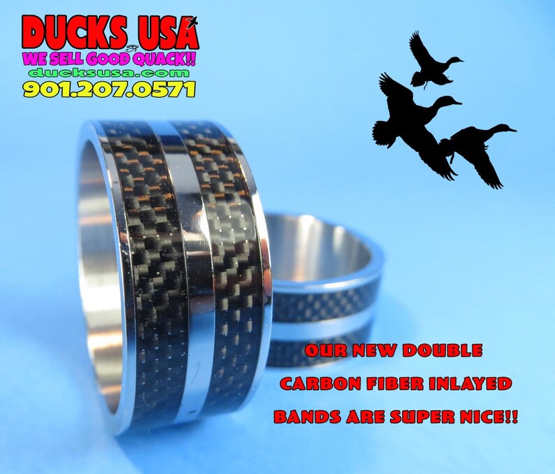 Duck Call Bands Custom Black Carbon Fiber Inlay Stainless Band Etsy