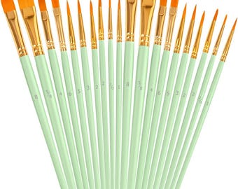 Acrylic Paint Brushes Set 20Pcs Round Pointed Tip Artist Paintbrushes for Painting Oil Watercolor Canvas Board Rock Body Face Nail Art