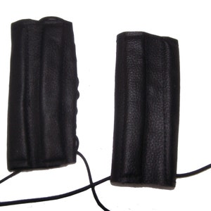 Motorcycle Gel Padded Leather Handlebar Grip Covers Left and Right side set Black