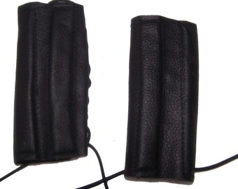 Motorcycle Gel Padded Leather Handlebar Grip Covers Left and Right side set Black