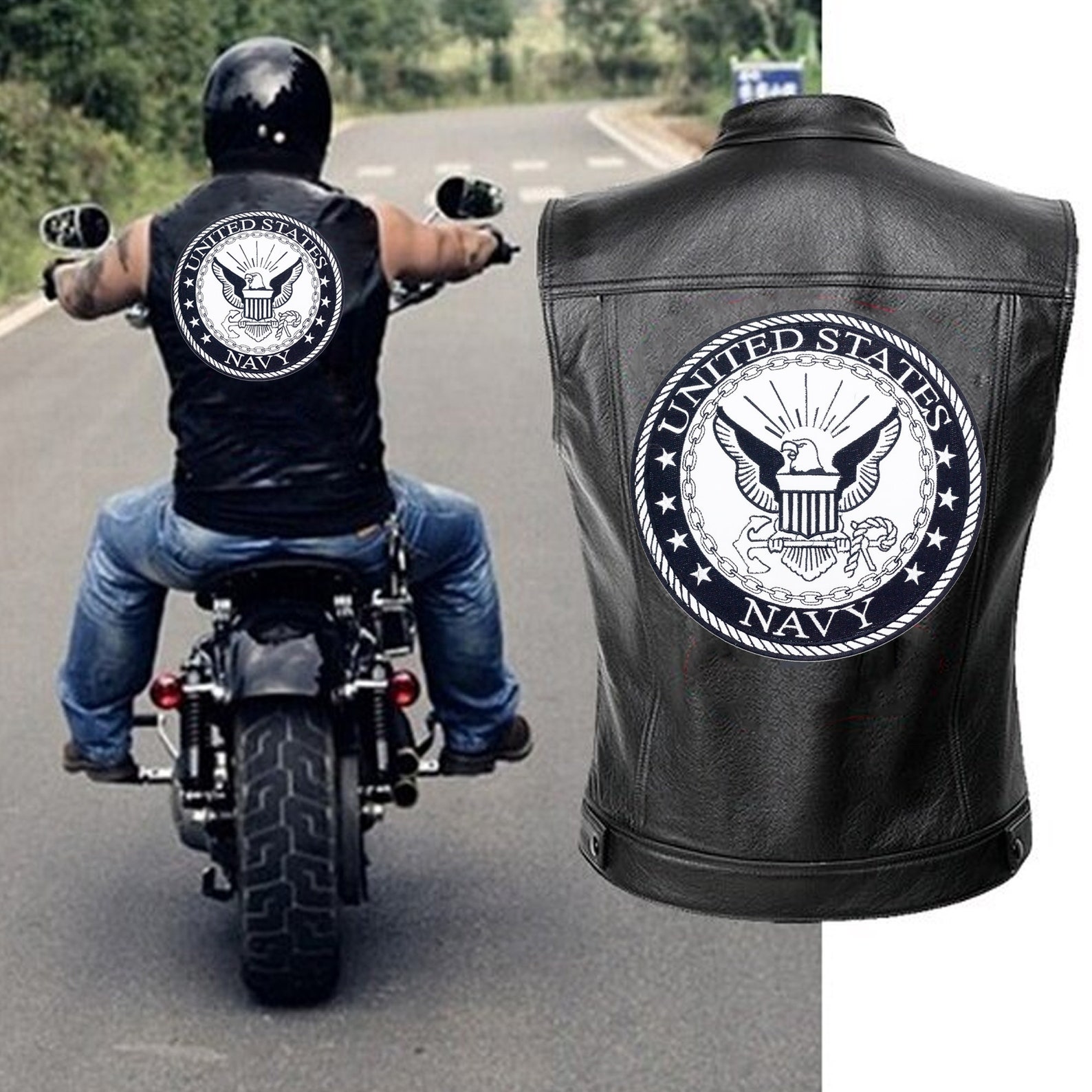 US Navy Large Back Patch for Motorcycle Biker Vest Jacket Military Patches Size 10 Inches Etsy