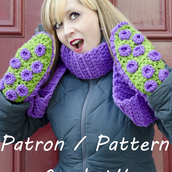 Crochet PATTERN scarf mittens tentacle octopus, crochet pattern tentacle scarf mittens