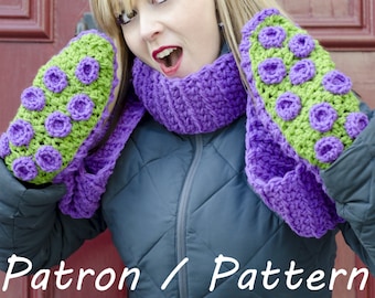 Crochet PATTERN scarf mittens tentacle octopus, crochet pattern tentacle scarf mittens