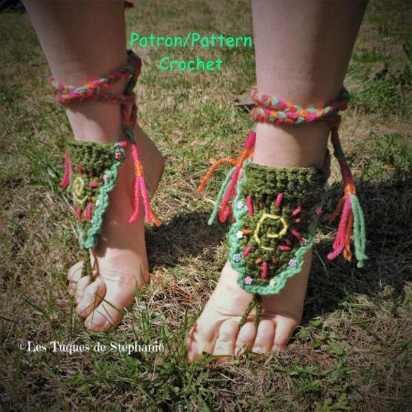 crochet PATTERN for Hippy Foot Jewel, Crocheted summer jewel, jewel for dance show