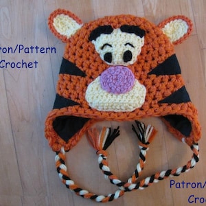 Patron Tuque Tigre Au Crochet Tuto Bonnet Tigre Sauvage Etsy