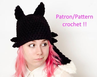 Crochet PATTERN cat hat, the tail is used scarf, easy to do, very cute and practical, cat hat with tail and whiskers