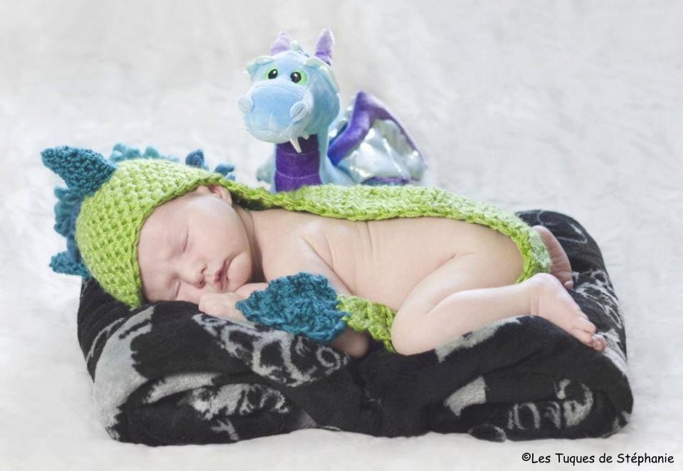Crocheted Dragon Hat With Tail And Mohawk Lined White Fleece Etsy
