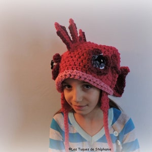Crocheted Fish hat LINED with fleece CUSTOM, earflap hat for adult and child, animal winter hat image 4