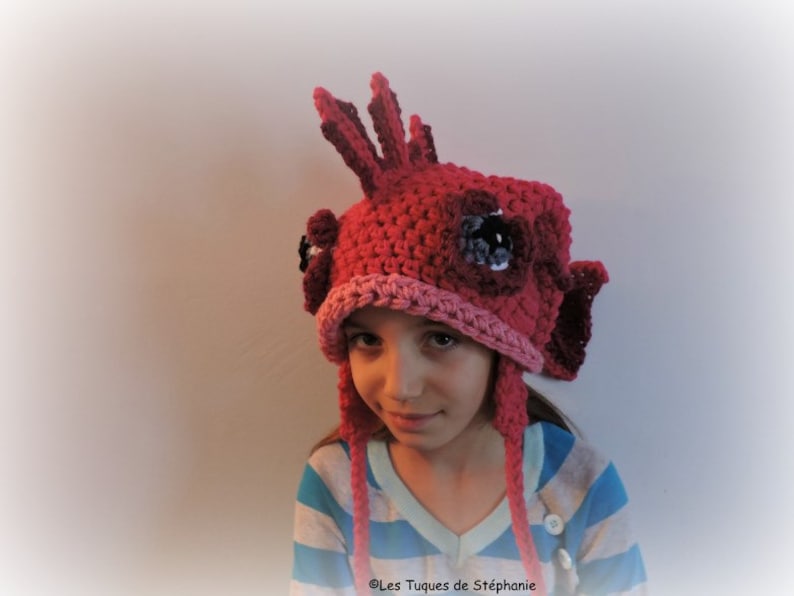 Crocheted Fish hat LINED with fleece CUSTOM, earflap hat for adult and child, animal winter hat image 4