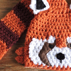Crochet PATTERN red panda hat, the tail is used scarf, easy to do, very cute and practical image 3