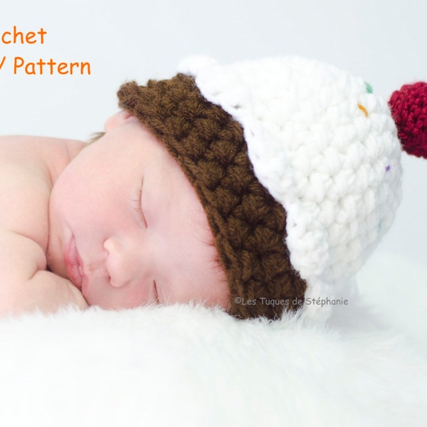 crochet PATTERN Cupcake hat for new born, child, teen and adult