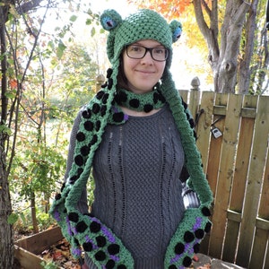 Crochet PATTERN Octopus scoodie, hat scarf mittens, Squid crochet pattern tentacle, Octopus hat crochet pattern, Steampunk kit for winter image 5