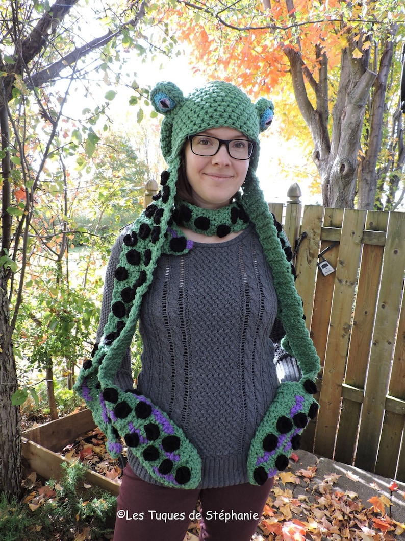 Crochet PATTERN Octopus scoodie, hat scarf mittens, Squid crochet pattern tentacle, Octopus hat crochet pattern, Steampunk kit for winter image 5