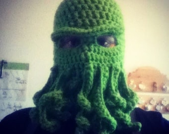 PATRON cagoule monstre marin inspiré de Cthulhu au crochet, Tuto de masque pieuvre tentacule au crochet