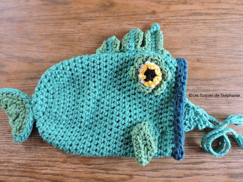 Crocheted Fish hat LINED with fleece CUSTOM, earflap hat for adult and child, animal winter hat image 5