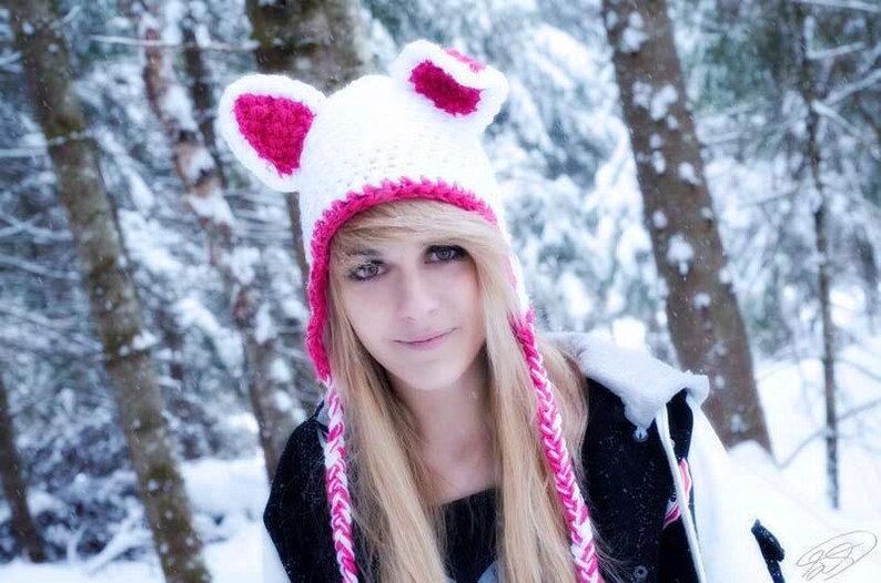 crochet PATTERN Cat Ears Hat earflap hat crochet pattern