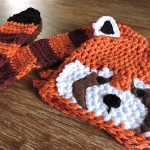 Crochet PATTERN red panda hat, the tail is used scarf, easy to do, very cute and practical image 2