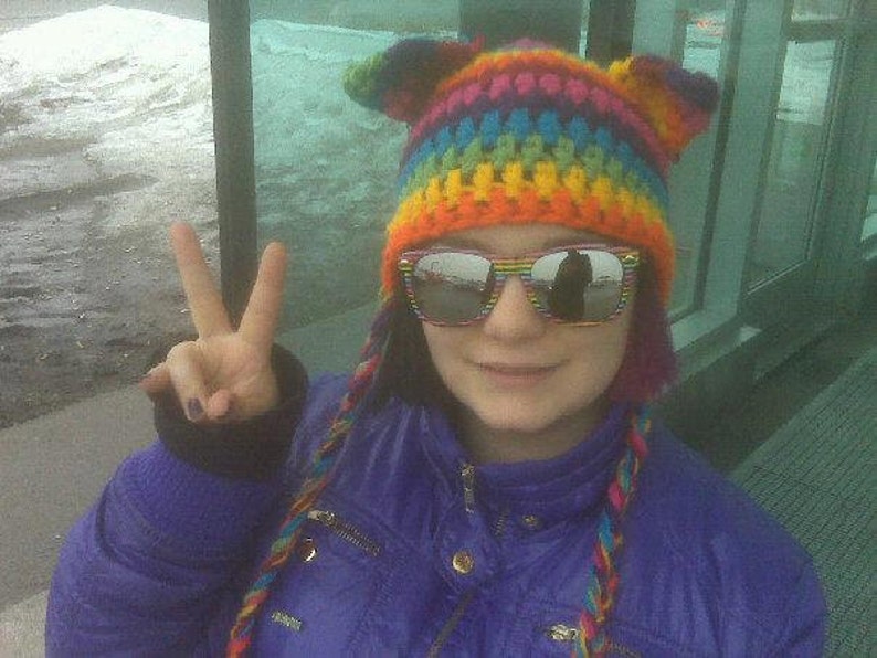 crochet PATTERN Cat Ears Hat earflap hat crochet pattern