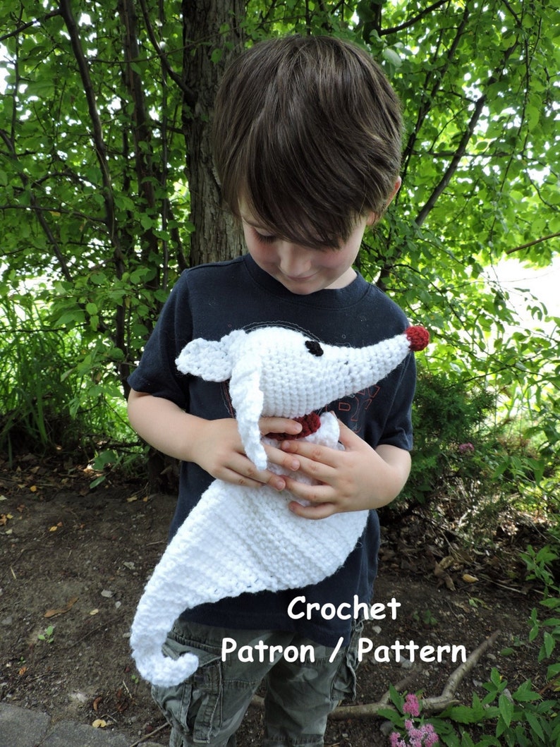 crochet PATTERN Zero the ghost dog plush inspired by the movie Nightmare before christmas made by Tim Burton, Zero the dog Jack friend's image 1