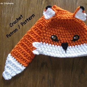 Crochet PATTERN fox hat, the tail is used scarf, easy to do, very cute and practical