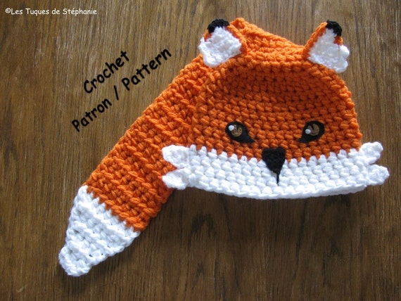 Crochet Pattern Fox Hat The Tail Is Used Scarf Easy To Do Etsy