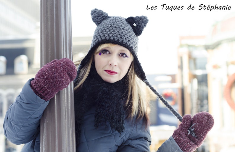 crochet PATTERN Cat Ears Hat earflap hat crochet pattern
