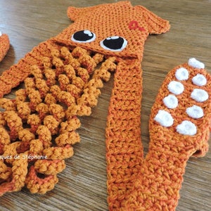 Crochet PATTERN Squid scoodie, hat scarf mittens, squid crochet pattern tentacle, Octopus hat crochet pattern, splatoon kit for winter image 5