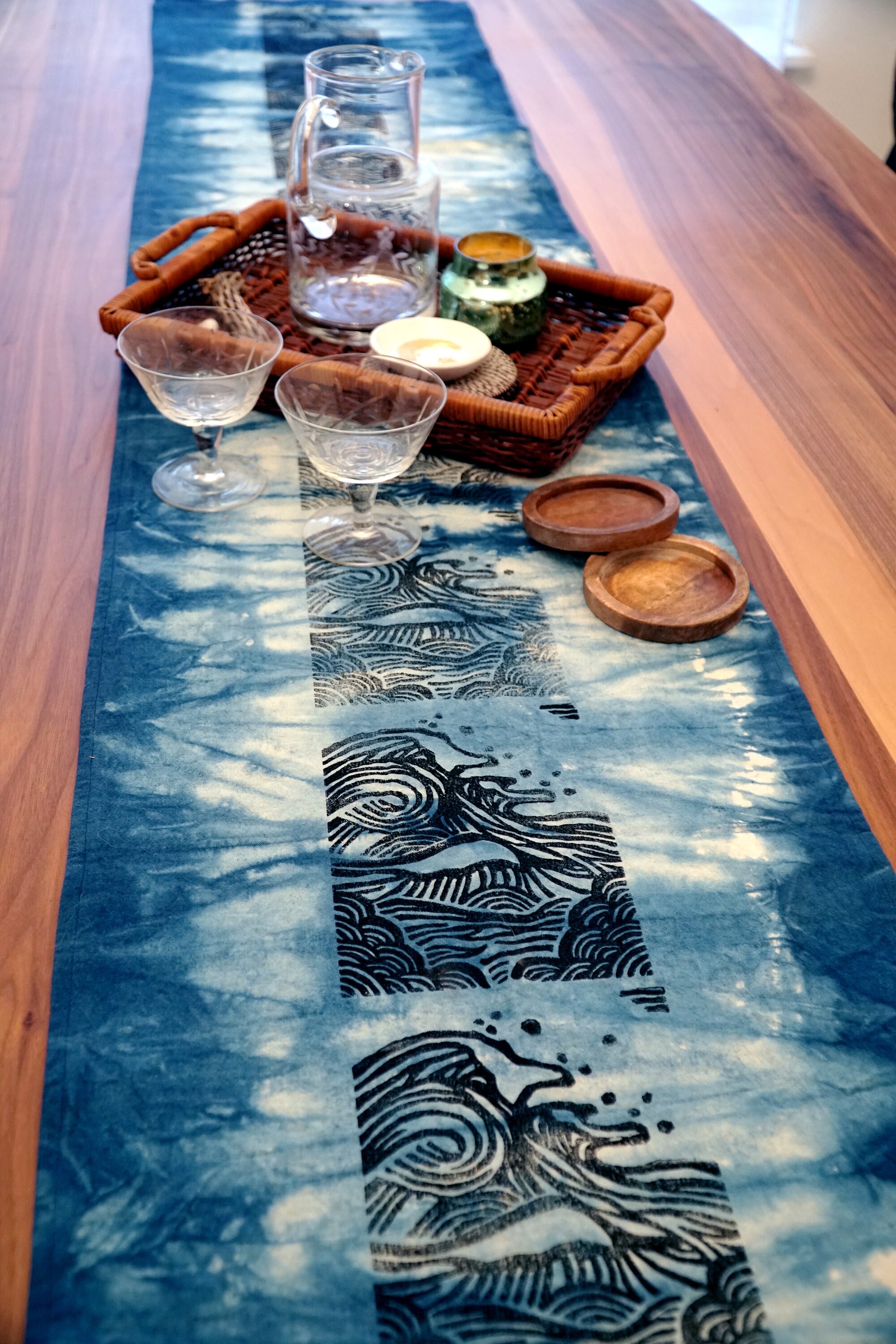 Premium Table Runner, Hand Made Table Runner, Tie Dye Table Runner