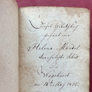1832 handgeschreven gebedenboek Duits katholiek een huwelijkscadeau van schoolmeester aan zijn leerling Uniek manuscript antiek religieus boek