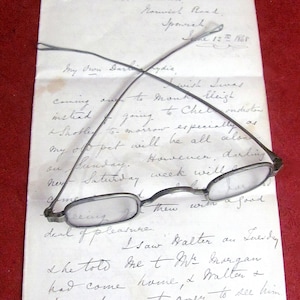 Early Temple Spectacles Rectangular Lens Loop Finials Coin Silver Antiques Eye Glasses