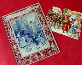 A Christmas Time by "Pansy" Published 1875 by Lothrop Co Boston w Santa Die-Cut Scrap Charming Black & White Illustrations Antique Book
