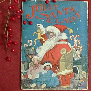 Vrolijke kerstman, uitgegeven door Donohue & Co 1900 nr. 150 serie kerstman, zwart-witillustraties, antiek kerstkinderboek