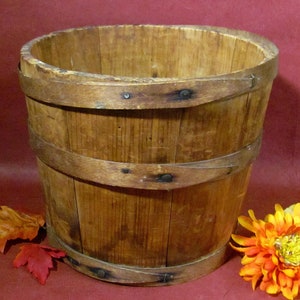 Antique Bucket Wood Stays & Bands Hand Made Wonderful Patina Country Primitive Home Decor Antique Primitive