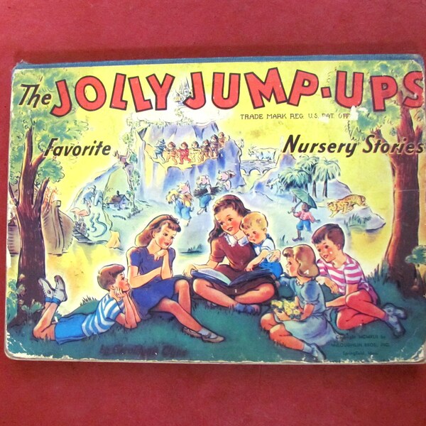 The Jolly Jump-ups Favorite Nursery Stories by Geraldine Clyne Mc Loughlin Bros Springfield MA 1st Edition 1942 Children's Pop-Up Book