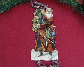 ヴィンテージ　ドイツ製　クリスマスオーナメント　ティンセル Antique Christmas Ornament Santa Claus Feather Tree