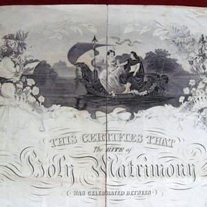 Heiratsurkunde über die heilige Trauung Friedrich C Crossley & Miss Emily J. Kellogg Verheiratet am 18.September 1879 Fair Haven CT Genealogy Ephemera