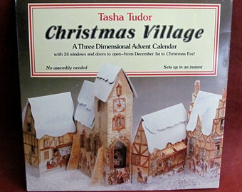 Tasha Tudor Christmas Village 24 Day Advent Calendar 3-D Pop-Up Original Illustrated Envelope 1st Ed Published by Philomel Books New York